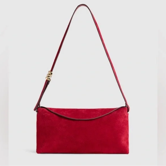 MADEWELL The Date Night Shoulder Bag, Red Suede Gold Hardware Like New with Tags - Picture 1 of 16